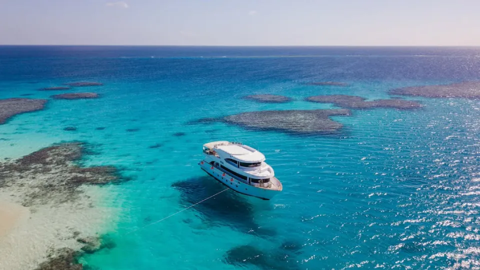 Vibrant coral reef and turquoise waters of the Hamata Islands